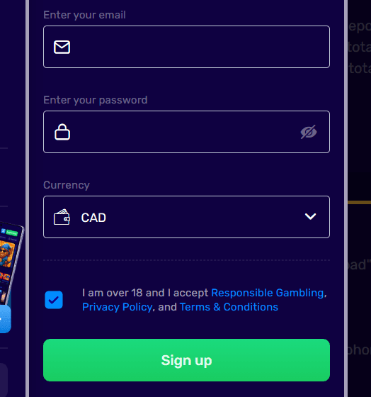Create an account by filling in the required personal details